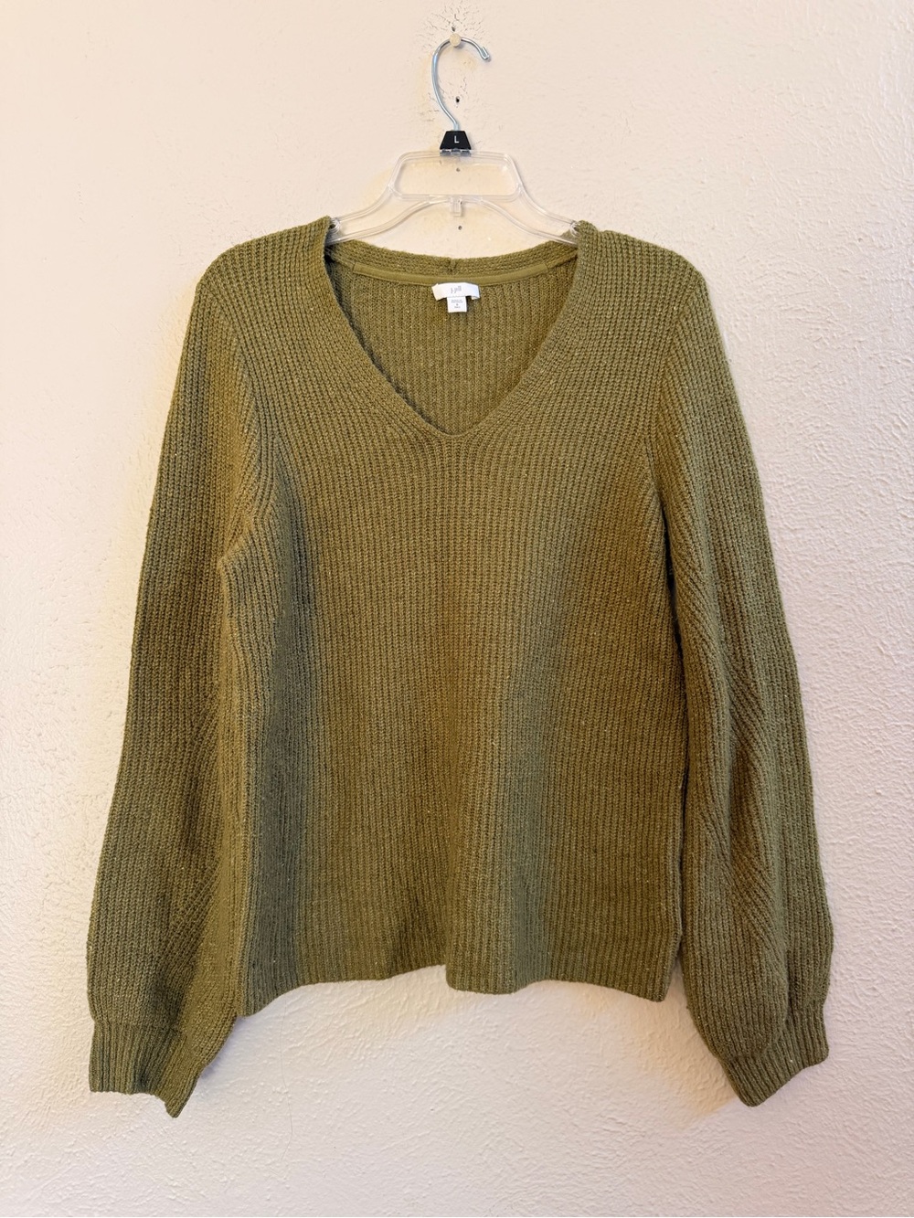 J Jill olive green v neck full sleeve sweater